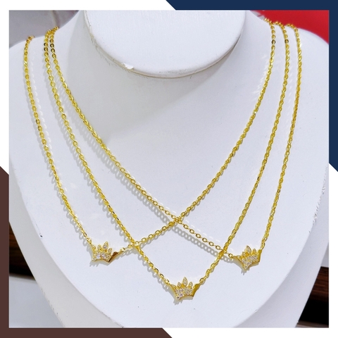 Dây chuyền mặt hình vương miện vàng tây 10k đính đá cho nữ đẹp mã TL90