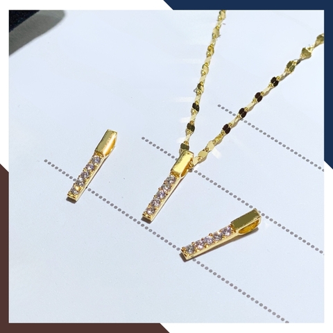 Dây chuyền mặt thanh dọc bằng vàng tây 10k đính đá cho nữ đẹp mã D33M11
