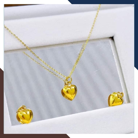Dây chuyền mặt trái tim phồng bằng vàng tây 10k cho nữ đẹp mã D33M7