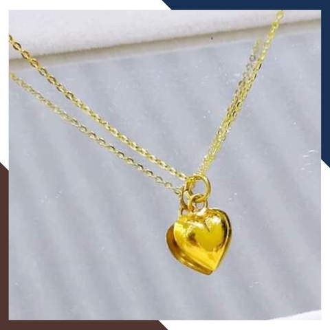 Dây chuyền mặt trái tim phồng bằng vàng tây 10k cho nữ đẹp mã D33M7