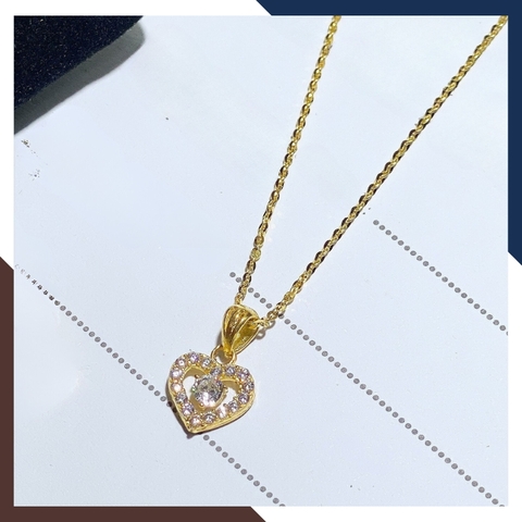 Dây chuyền mặt trái tim vàng tây 10k đính đá cho nữ đẹp mã D4560M14