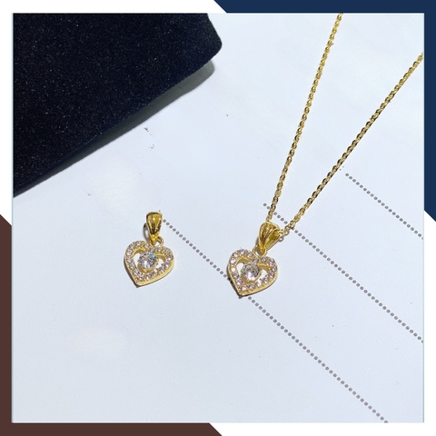 Dây chuyền mặt trái tim vàng tây 10k đính đá cho nữ đẹp mã D4560M14