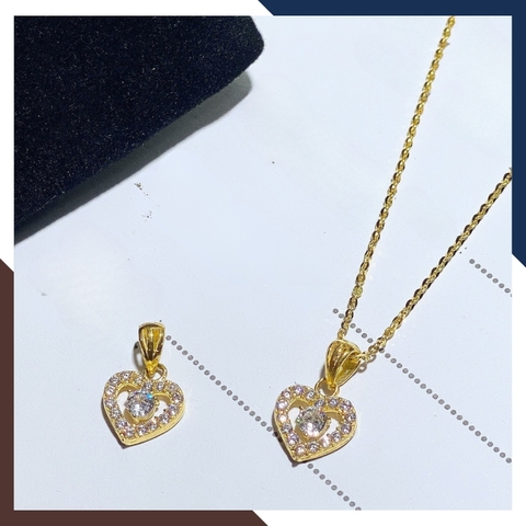 Dây chuyền mặt trái tim vàng tây 10k đính đá cho nữ đẹp mã D4560M14