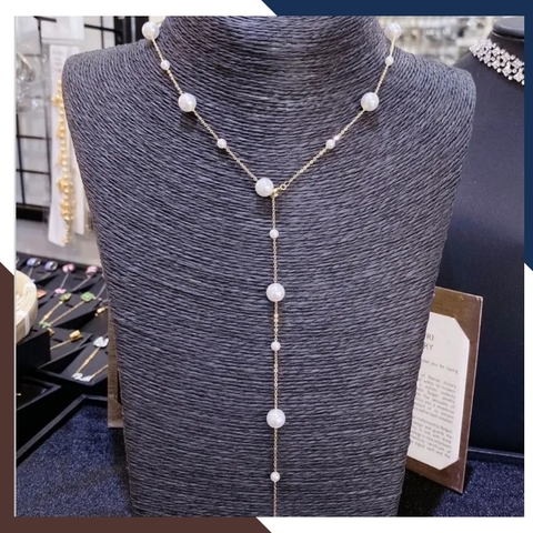 Dây chuyền ngọc trai bạc dài 50cm, vòng ngọc trai mặc áo dài cho nữ mã 47AC265