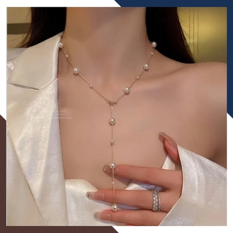 Dây chuyền ngọc trai bạc dài 50cm, vòng ngọc trai mặc áo dài cho nữ mã 47AC265