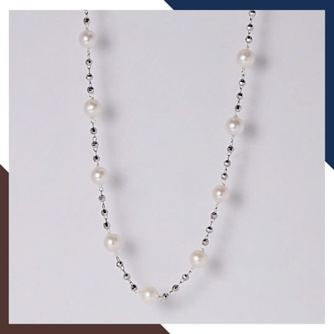 Dây chuyền ngọc trai bi bạc 925 xi bạch kim DCNT37 – Thanh lịch, hiện đại, dễ phối đồ
