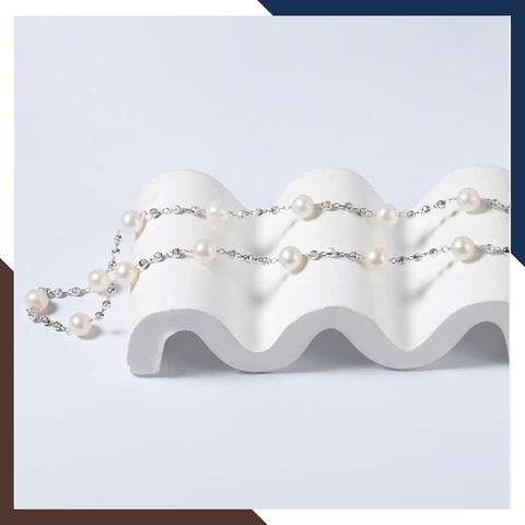 Dây chuyền ngọc trai bi bạc 925 xi bạch kim DCNT37 – Thanh lịch, hiện đại, dễ phối đồ