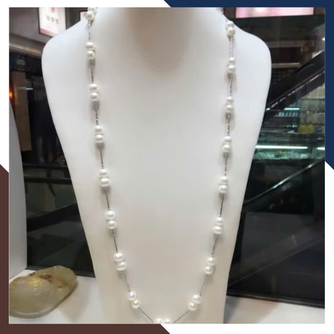 Dây Chuyền Ngọc Trai Dài 85cm VCNT115 | Bạc 925 Xi Bạch Kim