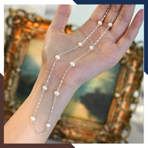 Dây chuyền ngọc trai nữ bạc thật đẹp mã 67D80T220