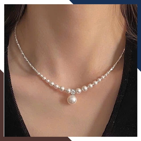 Dây chuyền ngọc trai phối hạt bạc DCNT40 – Thiết kế tinh xảo, tôn vinh vẻ đẹp thanh lịch