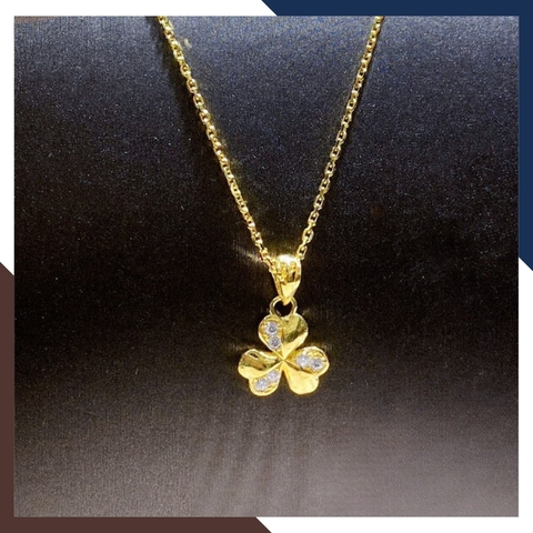 Dây chuyền cỏ 3 lá vàng tây 10k cho nữ mã DCVN63