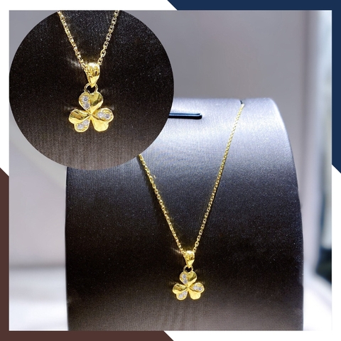 Dây chuyền cỏ 3 lá vàng tây 10k cho nữ mã DCVN63