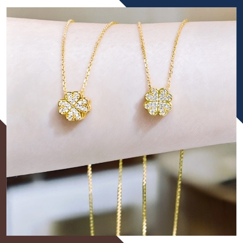 Dây Chuyền Vàng Cỏ 4 Lá Cho Nữ DCVN356 – Thu Hút Tài Lộc, May Mắn & Bình An