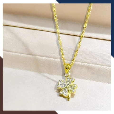Dây Chuyền Vàng Cỏ 4 Lá Cho Nữ DCVN356 – Thu Hút Tài Lộc, May Mắn & Bình An