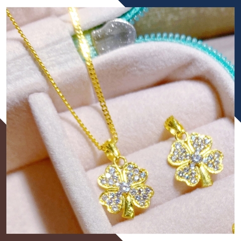 Dây chuyền cỏ 4 lá vàng tây 10k cho nữ đẹp mã D50M19