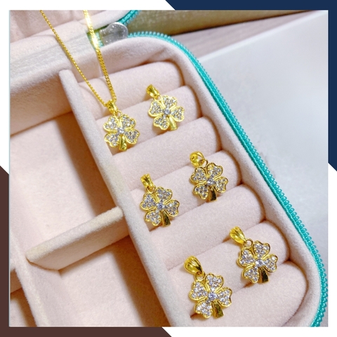 Dây chuyền cỏ 4 lá vàng tây 10k cho nữ đẹp mã D50M19