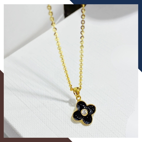 Dây Chuyền Vàng Cỏ 4 Lá Màu Đen, Đỏ, Trắng DCVN210 – Đem Lại May Mắn Mỗi Ngày