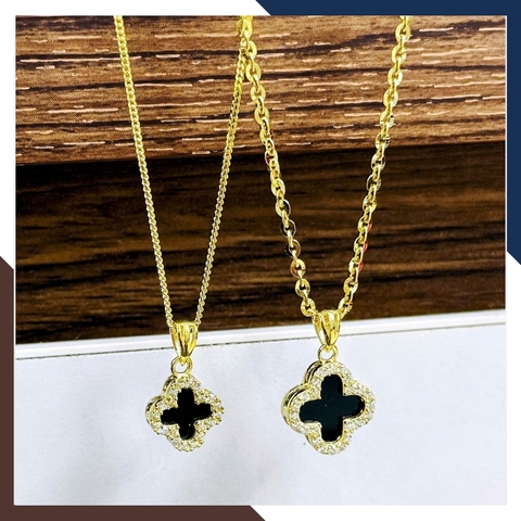 Dây Chuyền Vàng Cỏ 4 Lá Đen, Đỏ, Trắng, Xanh, Hồng DCVN213 | Vàng Tây 10k