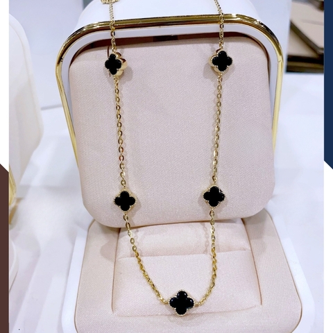 Dây Chuyền Vàng Cỏ 4 Lá Korea Màu Đen Cho Nữ DCVN181 – Mang Phong Cách Hàn Quốc