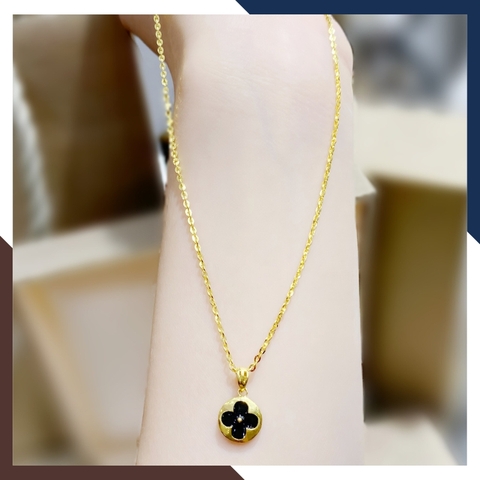 Dây Chuyền Vàng Cỏ 4 Lá Màu Đen, Đỏ, Trắng Cho Nữ Trẻ Trung DCVN207 | Vàng Tây 10k