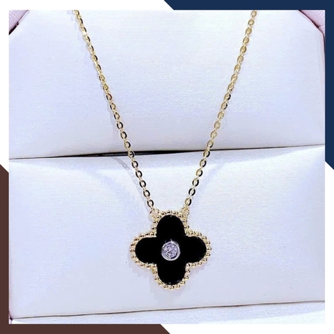 Dây Chuyền Vàng Cỏ 4 Lá Đen, Đỏ, Trắng, Xanh, Hồng Cho Nữ May Mắn DCVN351 | Vàng Tây 10k