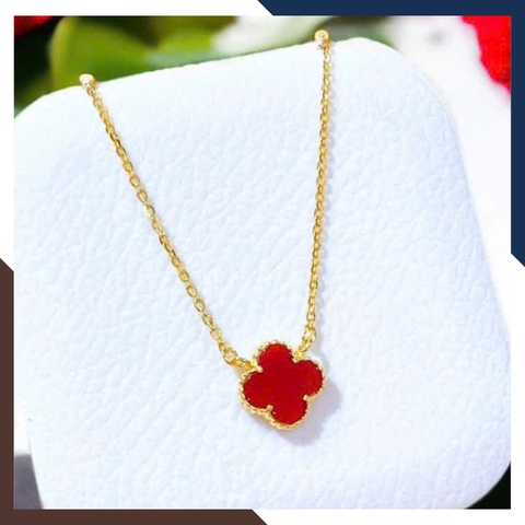 Dây Chuyền Vàng Cỏ 4 Lá Đen, Đỏ, Trắng, Xanh, Hồng Cho Nữ May Mắn DCVN351 | Vàng Tây 10k