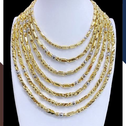 Dây chuyền vàng nam 3 chỉ, dây chuyền khúc hỏa tiễn khúc bi 2 màu bằng vàng tây 10k mã TL315