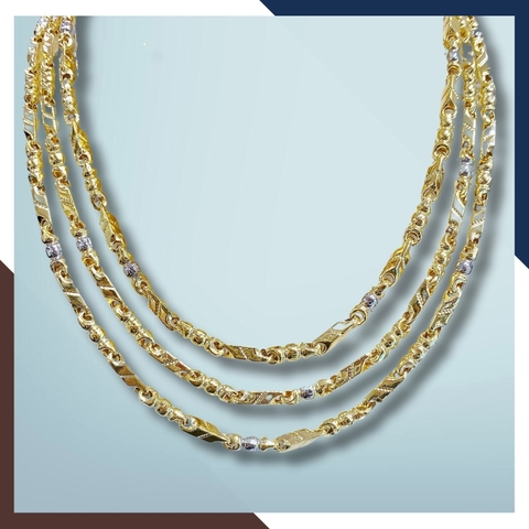 Dây chuyền vàng nam 3 chỉ, dây chuyền khúc hỏa tiễn khúc bi 2 màu bằng vàng tây 10k mã TL315