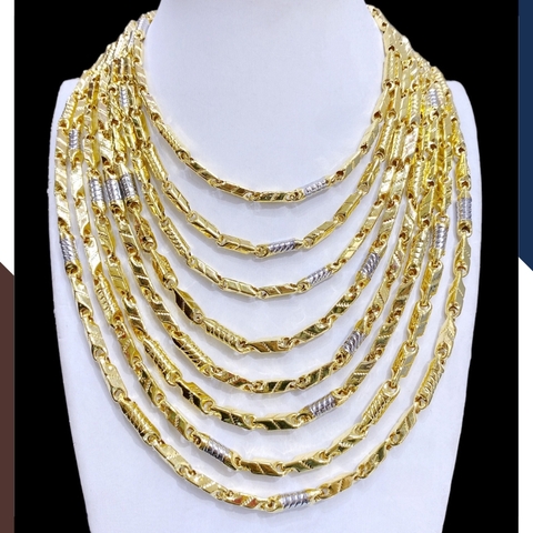 Dây chuyền vàng nam 3 chỉ, dây chuyền khúc hỏa tiễn khúc ống trúc bằng vàng tây 10k mã TL308