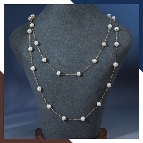 Dây chuyền vàng ngọc trai dài 90cm DCNT39 – Sang trọng & quý phái