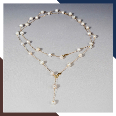 Dây chuyền vàng ngọc trai dài 90cm DCNT39 – Sang trọng & quý phái