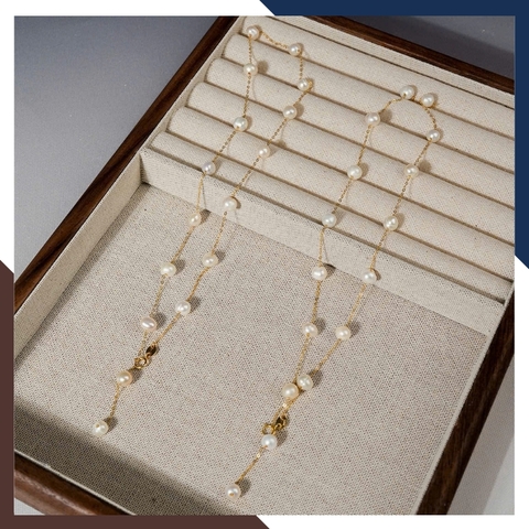 Dây chuyền vàng ngọc trai dài 90cm DCNT39 – Sang trọng & quý phái