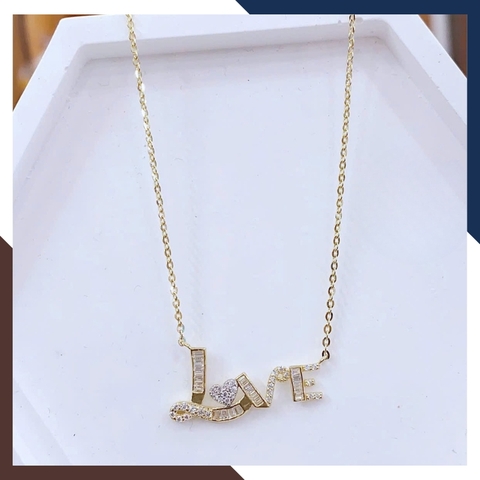 Dây Chuyền Vàng Nữ Mặt Trái Tim Chữ LOVE DCVN229 | Vàng Tây 10k
