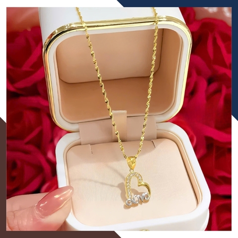 Dây Chuyền Vàng Nữ Mặt Trái Tim Chữ LOVE DCVN229 | Vàng Tây 10k