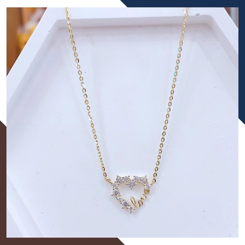 Dây Chuyền Vàng Nữ Mặt Trái Tim Chữ LOVE DCVN229 | Vàng Tây 10k