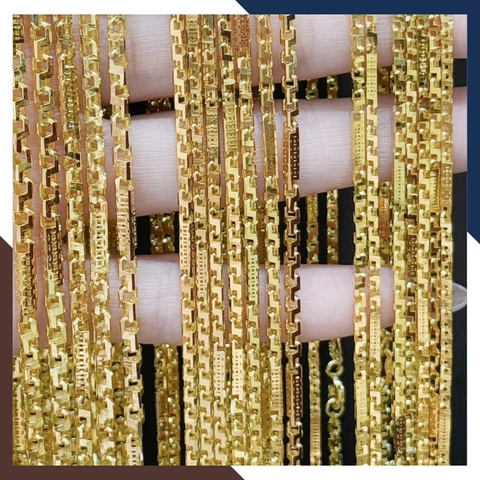 Dây chuyền vàng tây nam nữ 10k 2 chỉ kiểu chữ cong ống trúc DCVN60