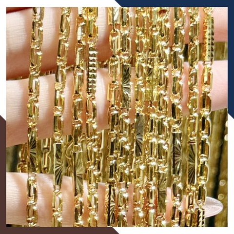 Dây chuyền vàng tây 10k 2 chỉ cho nam nữ, mẫu khúc chữ cong khúc trụ rỗng mã TL183