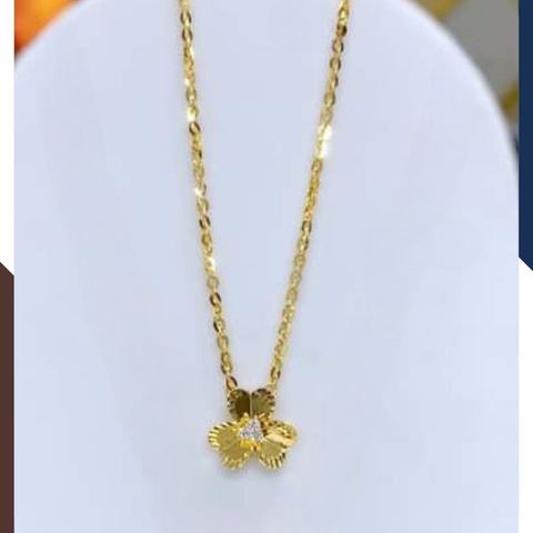 Dây chuyền vàng tây 10k liền mặt hình hoa 3 cánh cho nữ đẹp mã TL95