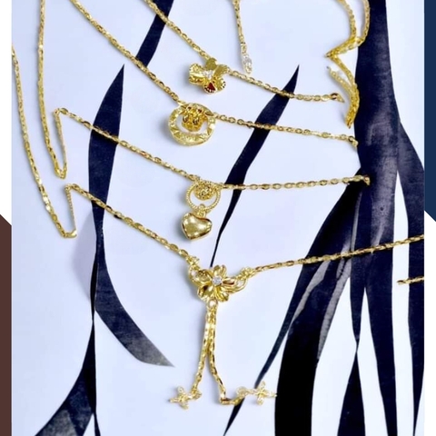 Dây chuyền vàng tây 10k liền mặt hình hoa 3 cánh cho nữ đẹp mã TL95