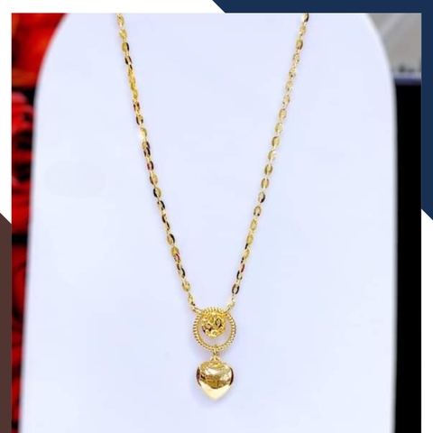 Dây chuyền vàng tây 10k liền mặt hình tròn phối trái tim mẫu mới đẹp cho nữ mã TL103
