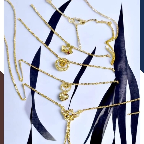 Dây chuyền vàng tây 10k liền mặt hình tròn phối trái tim mẫu mới đẹp cho nữ mã TL103