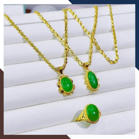 Dây chuyền vàng tây 10k mặt đá cẩm thạch cho mẹ, phụ nữ trung niên, người lớn tuổi mã A194C189