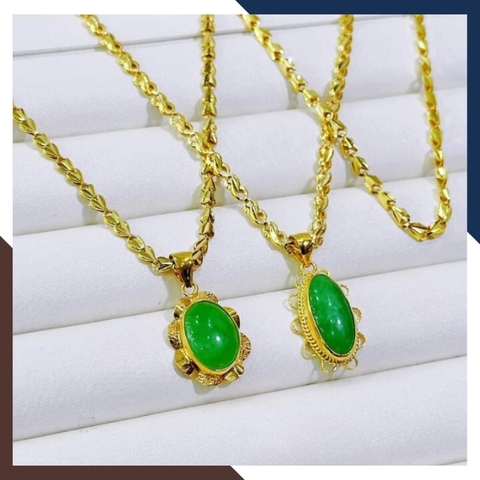 Dây chuyền vàng tây 10k mặt đá cẩm thạch cho mẹ, phụ nữ trung niên, người lớn tuổi mã A194C189
