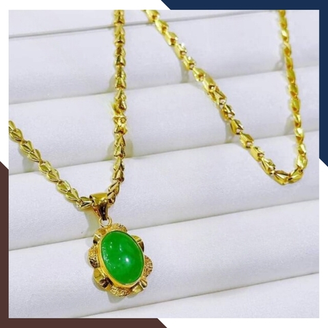 Dây chuyền vàng tây 10k mặt đá cẩm thạch cho mẹ, phụ nữ trung niên, người lớn tuổi mã A194C189