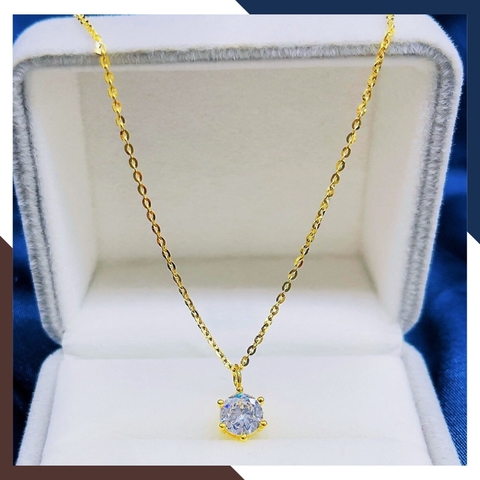 Dây chuyền vàng tây 10k mặt đá CZ 6 chấu cho nữ đẹp mã D40M15