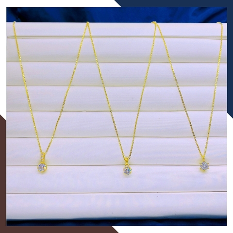 Dây chuyền vàng tây 10k mặt đá CZ 6 chấu cho nữ đẹp mã D40M15