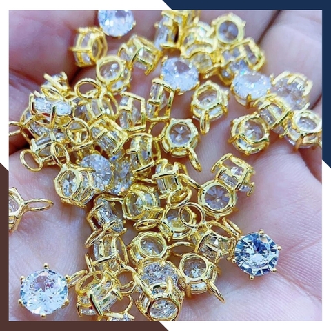 Dây chuyền vàng tây 10k mặt đá CZ 6mm cho nữ đẹp mã D34M15