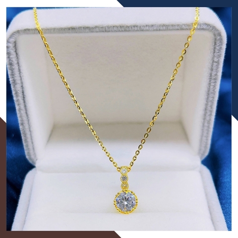 Dây chuyền vàng tây 10k mặt đá CZ hình giọt nước cho nữ đẹp mã D40M18