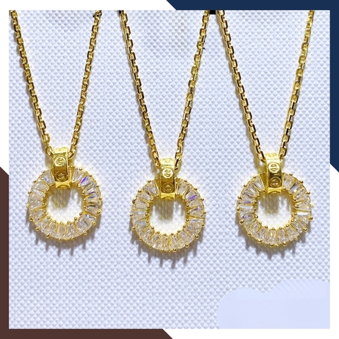 Dây chuyền vàng tây nữ 1 chỉ, dây chuyền mắt xích vuông mặt vòng tròn bằng vàng 10k cho nữ đẹp mã D75M24