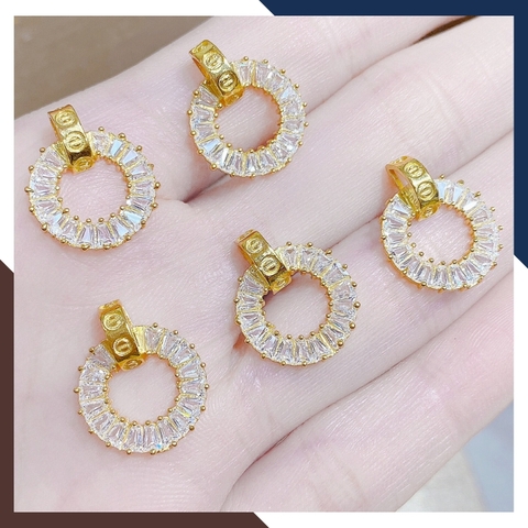 Dây chuyền vàng tây nữ 1 chỉ, dây chuyền mắt xích vuông mặt vòng tròn bằng vàng 10k cho nữ đẹp mã D75M24